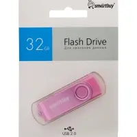 Флешка Smartbuy Twist, 32 Гб, USB 2.0, чтение до 25 Мб/с, запись до 15 Мб/с, розовая