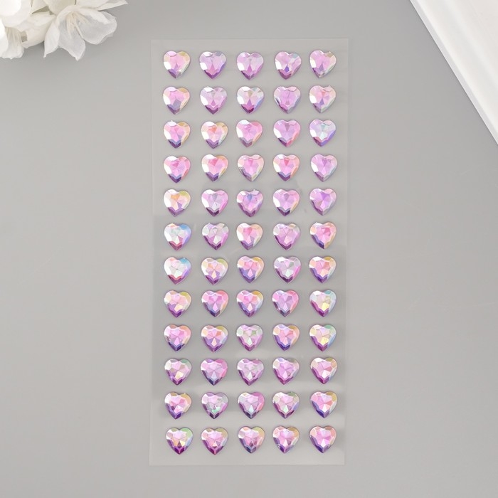 Наклейка пластик стразы Наклейка пластик стразы "Сердце" фиолетовый перламутр 18х8 см