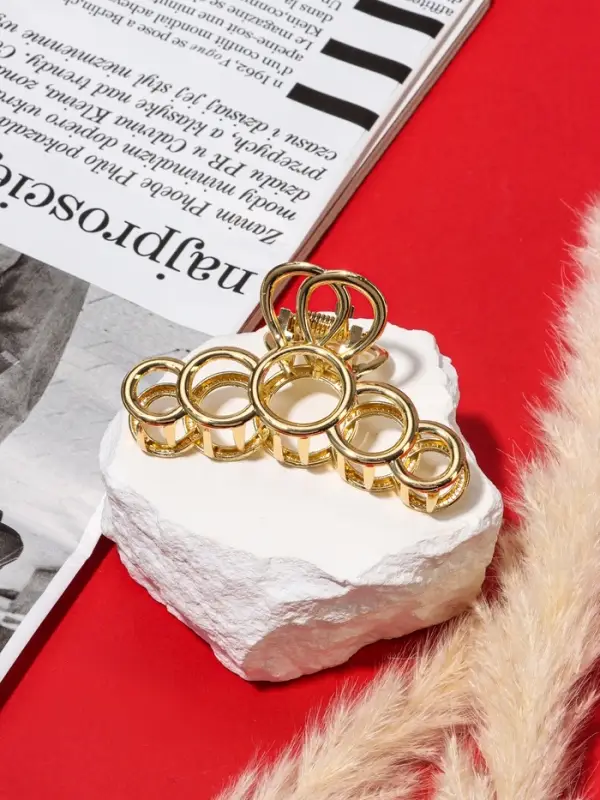 Крабик для волос &laquo;Либерти&raquo;, кольца, 7.5 см, золотистый