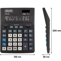 Калькулятор настольный Attache CDB1401-BK 14-разрядный черный 205x155x35 мм