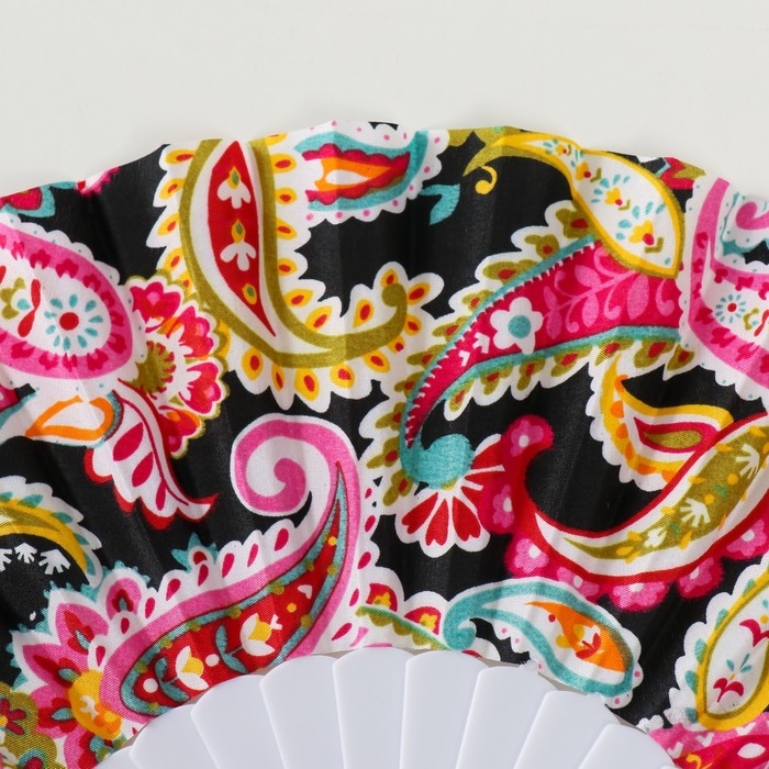 Веер пластик, текстиль  Веер пластик, текстиль "Узор: китайские огурцы" МИКС 23 см