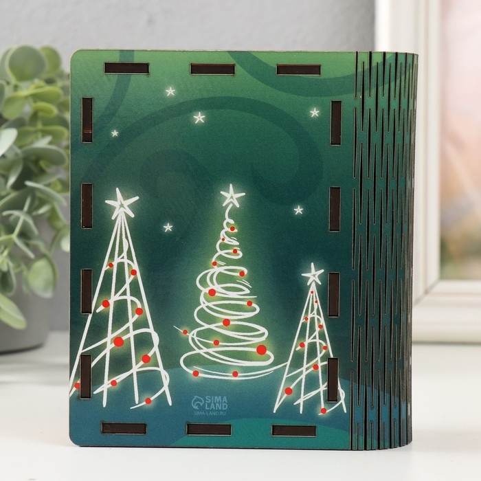 Новогодняя шкатулка-книга "Ёлочки" 14х12х5 см