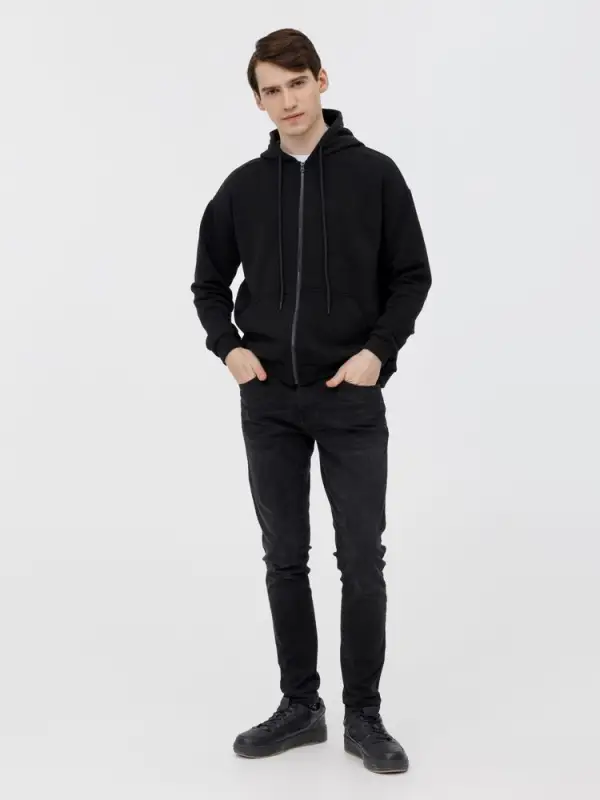 Толстовка унисекс оверсайз на молнии Zippy Terry, черная, размер XS/S