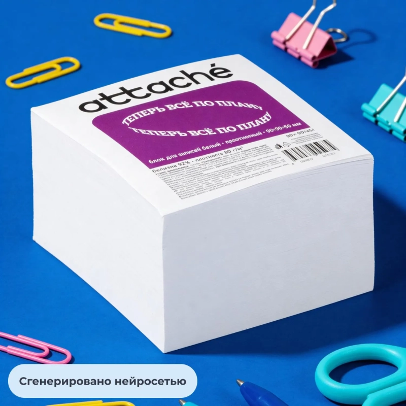 Блок для записей ATTACHE на склейке 9х9х5 белый блок 80г