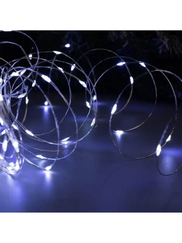 Гирлянда &laquo;Нить&raquo; 20 м, роса, IP20, серебристая нить, 200 LED, свечение белое, 12 В