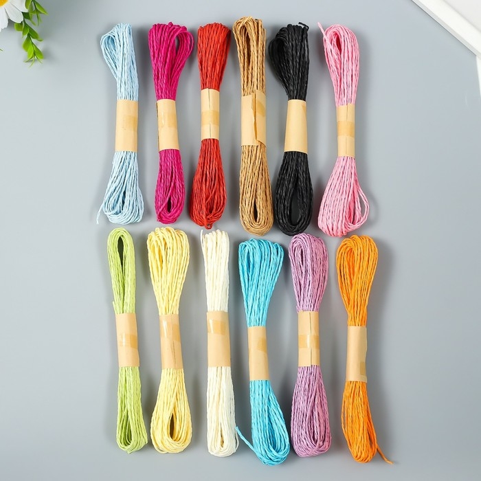 Тесьма декоративная бумага Тесьма декоративная бумага "Яркая" намотка 10 метров набор 12 шт МИКС 21х14х2 см