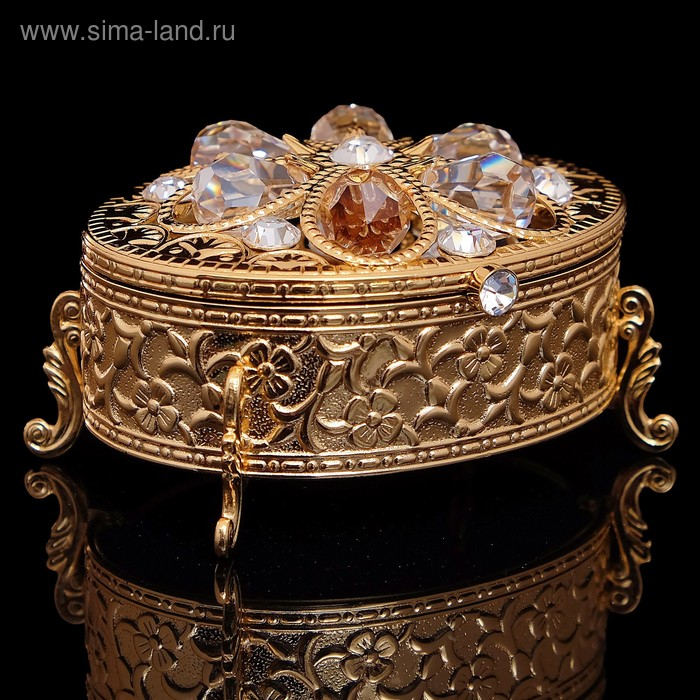 Шкатулка «Грация», с бархатом, 7,5×5,5×4.5 см, с кристаллами Шкатулка «Грация», с бархатом, 7,5×5,5×4.5 см, с кристаллами