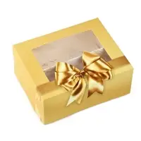 Кондитерская упаковка для макарун с окном, &laquo;Золотой бант&raquo;, 11&times;13.5&times;5.5 см