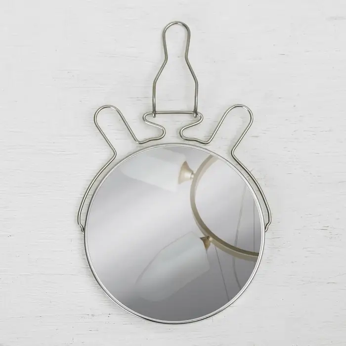 Зеркало настольное, с увеличением х2, круглое, настенное, двустороннее, 16&times;18 см, (d=14 см), металлическое