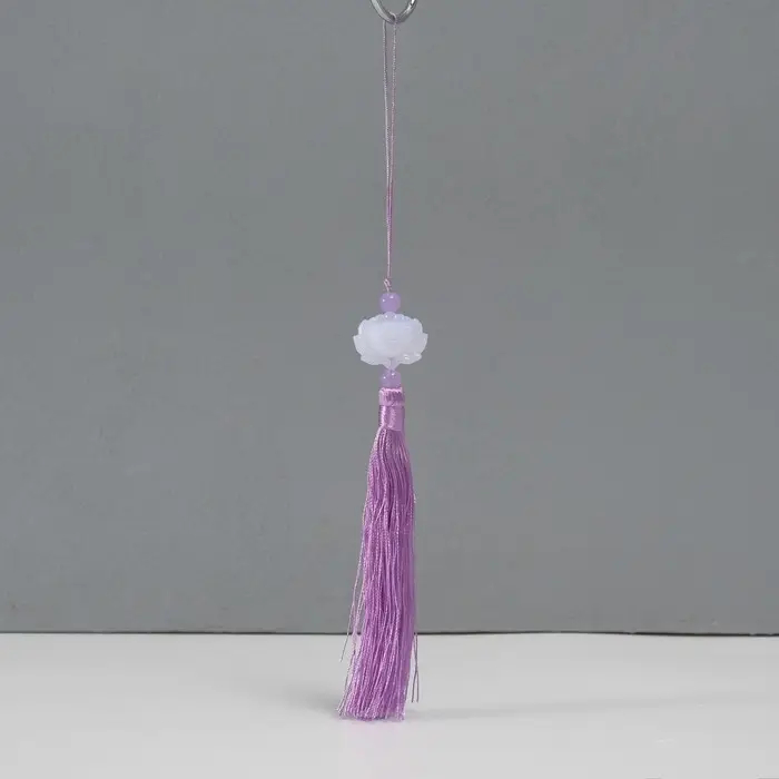 Подвеска текстиль, пластик "Кисть. Лотос" сиреневая 1,2х2,7х14,5 см