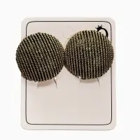 Серьги клипсы для ушей QF &laquo;Круг в рубчик&raquo;, цвет чернёное золото