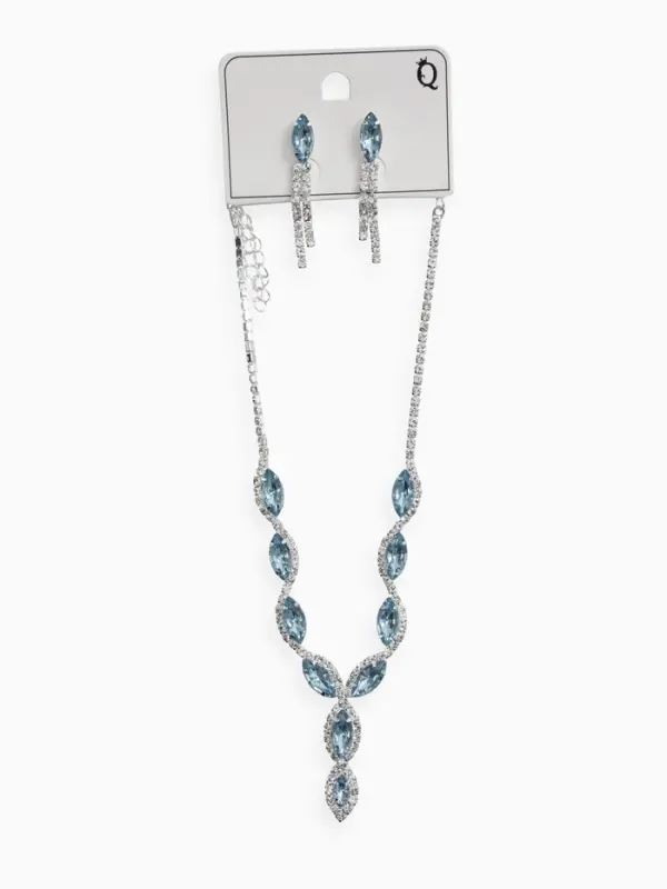 Набор 2 предмета: серьги, колье &laquo;Вечерний шик. Лепестки&raquo;, бело-небесно-голубой в серебре
