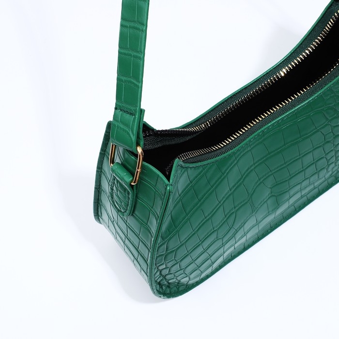 Сумка-багет на молнии, цвет зелёный Сумка-багет на молнии, цвет зелёный