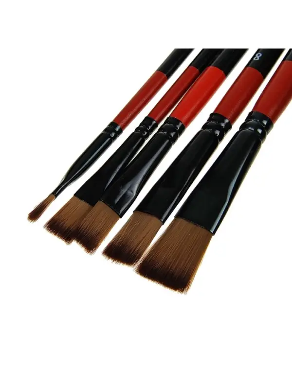 Набор кистей для рисования, нейлон, 5 штук, плоские, прямые, международный размер