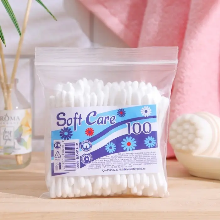 Ватные палочки Soft Care, 100 шт. Ватные палочки Soft Care, 100 шт.