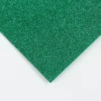 Фоамиран глиттерный 2 мм, 50х50 см, зелёный
