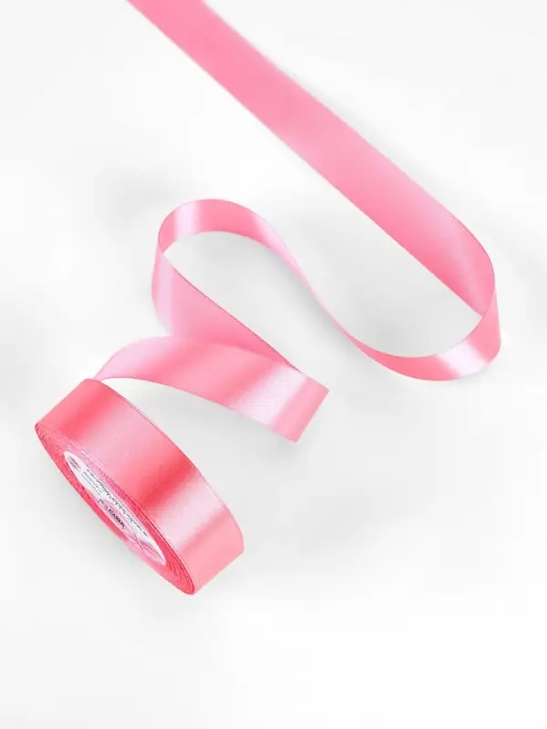 Лента атласная, 25 мм, 23&plusmn;1 м, насыщенно-розовая