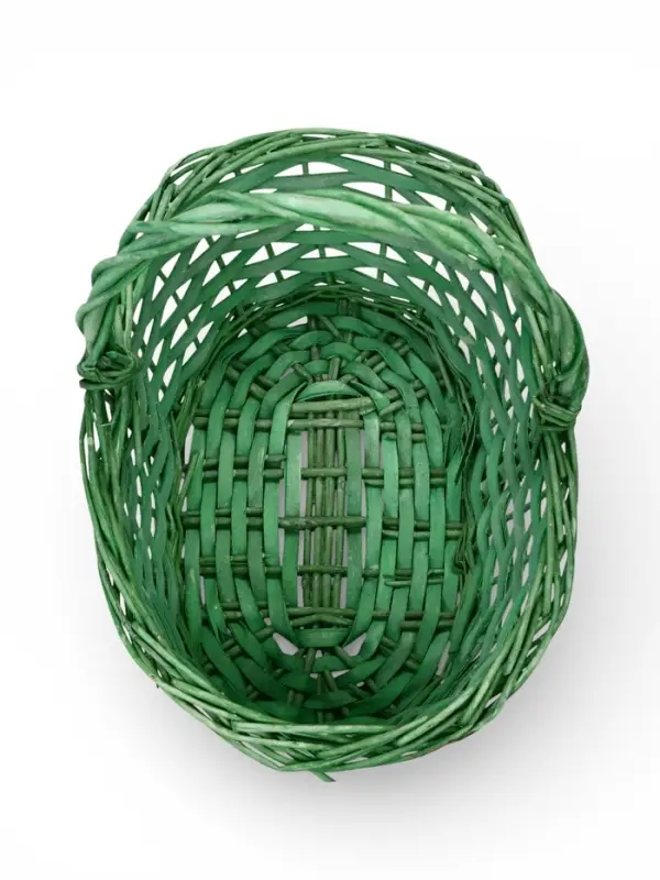 Корзина плетеная ива 28 х 20 х 11 см ручка 14 см, зеленый