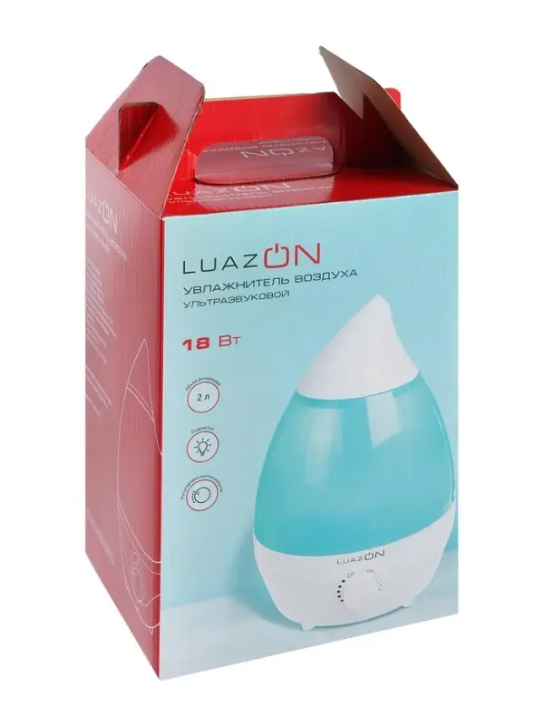 Увлажнитель воздуха Luazon LHU-04, ультразвуковой, 2 л, 35 м&sup2;, белый