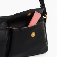 Сумка женская багет TEXTURA на молнии, 27&times;8&times;13 см, чёрная