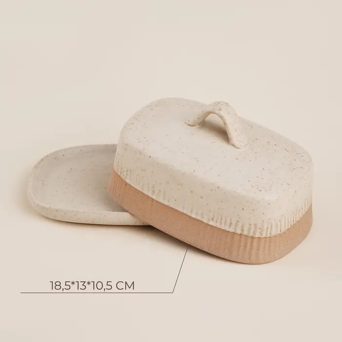 Маслёнка SL Home &laquo;Виенто&raquo;, 18.5&times;13&times;10.5 см, керамика, бежевая