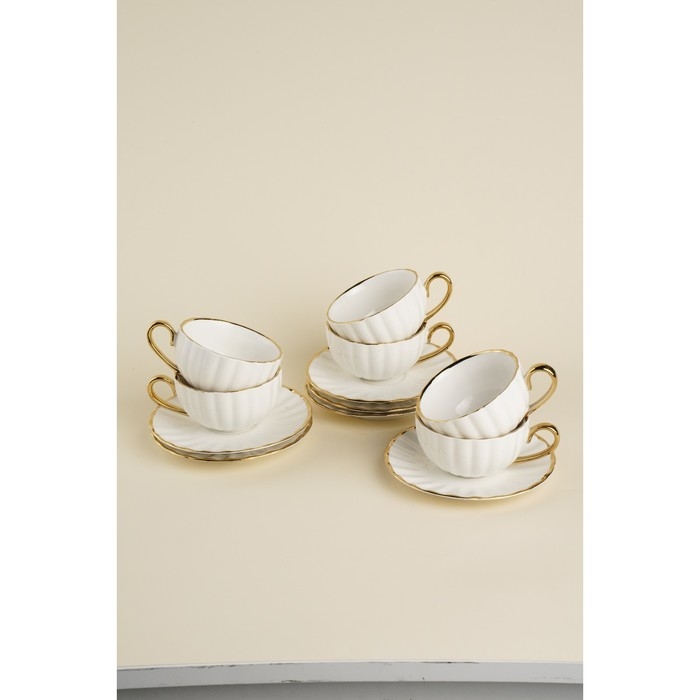 Чайный сервиз SL Home «Гарда», 12 предметов: 6 чашек 200 мл, 6 блюдец d=15 см, цвет белый Чайный сервиз SL Home «Гарда», 12 предметов: 6 чашек 200 мл, 6 блюдец d=15 см, цвет белый