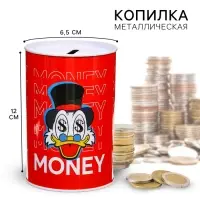 Копилка металлическая, 6,5 см х 6,5 см х 12 см "MONEY", Disney