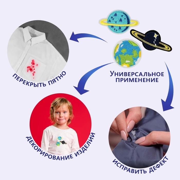 Набор термоаппликаций «Планеты», 3 шт Набор термоаппликаций «Планеты», 3 шт