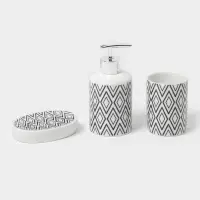 Набор аксессуаров для ванной комнаты Доляна &laquo;Марокко&raquo;, 3 предмета, мыльница, дозатор для мыла, стакан, белый