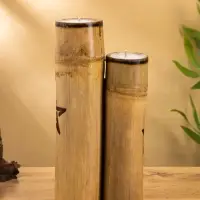 Свеча в бамбуке двойная «Звезда», 13×14×30 см, 100 мл, бежевая