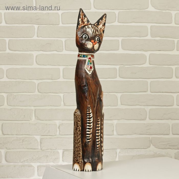 Сувенир дерево Сувенир дерево "Кошка в галстуке из мозаики" 60х12х6 см