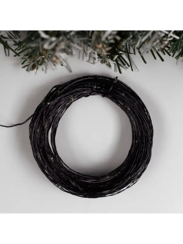 Гирлянда &laquo;Нить&raquo; 20 м, роса, IP20, чёрная нить, 200 LED, свечение белое, 12 В