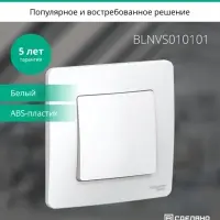 BLANCA скрытой установки одноклавишный выключатель (cх.1), 10A, 250B, белый