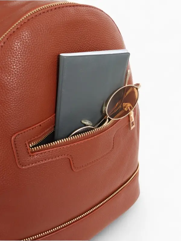 Рюкзак женский на молнии, с карманом, размер 27&times;13.5&times;33 см, коричневый