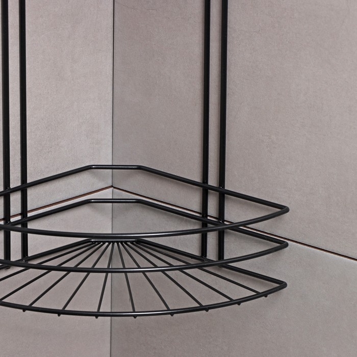 Полка угловая для ванной 3-х ярусная Native, 175×175×562 мм, цвет черный матовый Полка угловая для ванной 3-х ярусная Native, 175×175×562 мм, цвет черный матовый