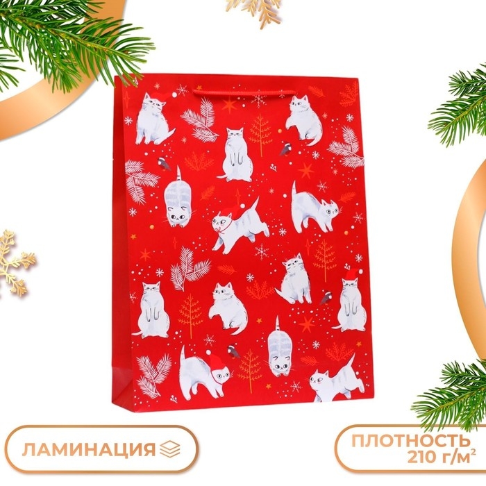 Новый год. Пакет подарочный "Каникулы", 33 х 42,5 х 10 см.