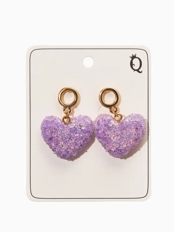 Серьги &laquo;Сердце сахарное&raquo;, фиолетовые в золоте