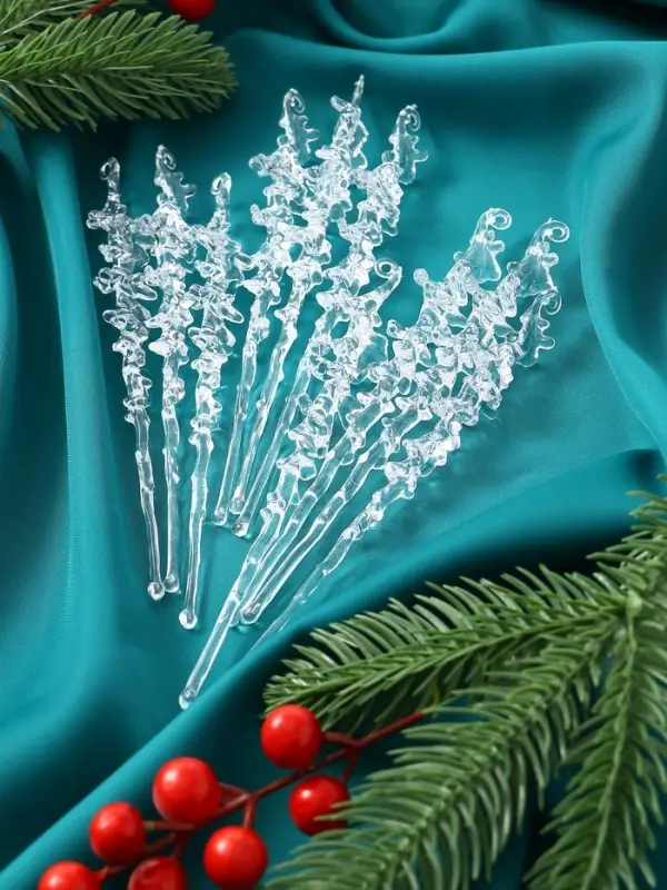 Украшение ёлочное «Сосулька люкс» (набор 10 шт) морозец, 14х1,5 см, прозрачный Украшение ёлочное «Сосулька люкс» (набор 10 шт) морозец, 14х1,5 см, прозрачный
