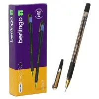 Ручка шариковая Berlingo. xGold, чёрный стержень, игольчатый узел 0.7 мм, резиновый упор