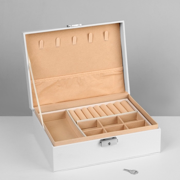 Подставка для украшений «Шкатулка» съёмная подставка, 17×23×8,5 см, цвет белый Подставка для украшений «Шкатулка» съёмная подставка, 17×23×8,5 см, цвет белый