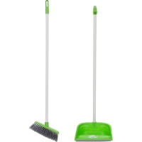 Набор для уборки совок с щеткой для пола AF201-G, длинный ворс, зеленый