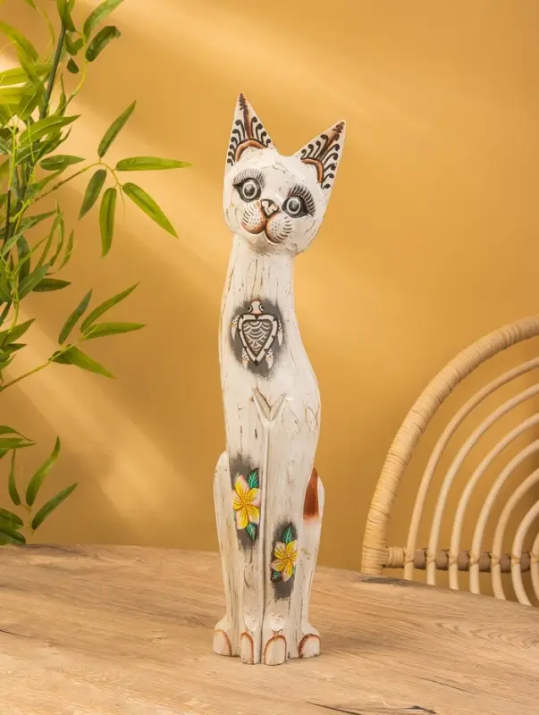 Сувенир &laquo;Кошка&raquo;, белая, 60&times;12&times;6 см, дерево, МИКС