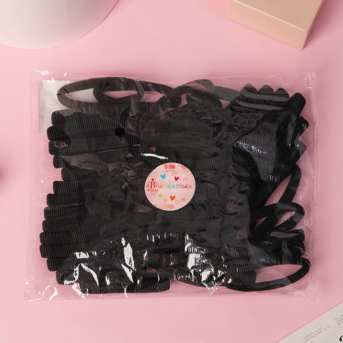 Резинка для волос Резинка для волос "Махрушка" (набор 48 шт) 6 см, чёрный