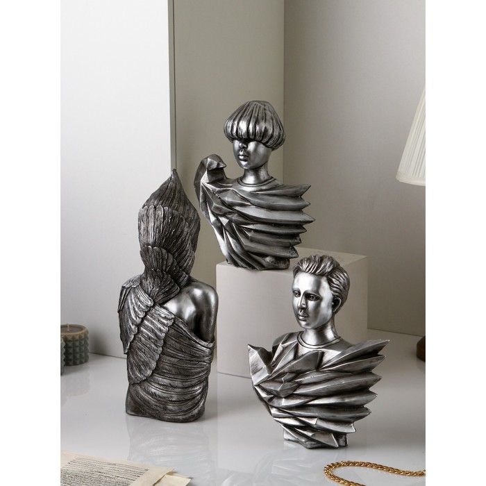 Набор фигур «Женщина воин», полистоун, 42 см, цвет серебро Набор фигур «Женщина воин», полистоун, 42 см, цвет серебро