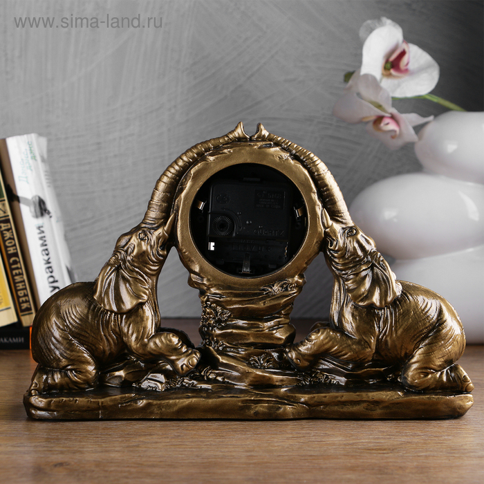 Часы настольные интерьерные каминные Часы настольные интерьерные каминные "Два слона", 30 х 20 х 7 см, d-6.5 см 3940756