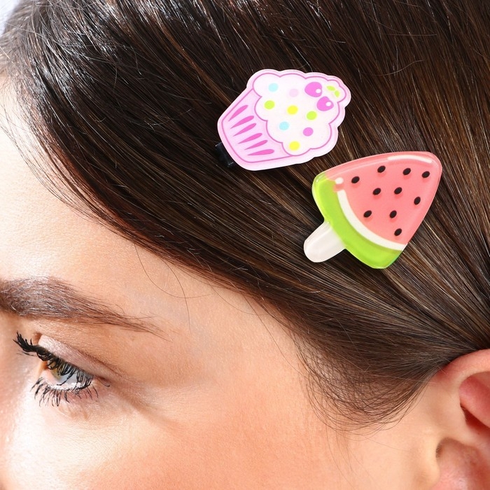 Заколки для волос детские «Сахарной малышке», 2 шт, 3 х 1,5 см Заколки для волос детские «Сахарной малышке», 2 шт, 3 х 1,5 см