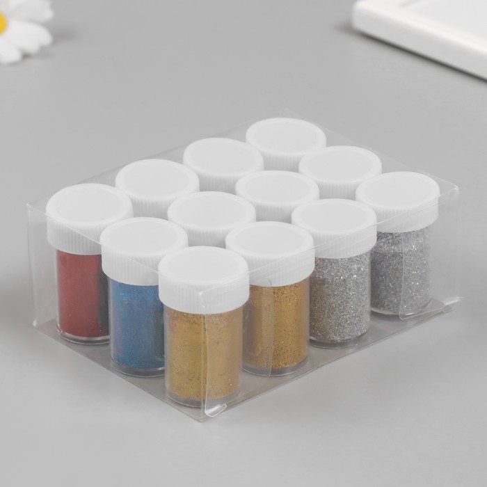 Глиттер размер 1/96, упаковка 12 шт/10 гр, цвета Глиттер размер 1/96, упаковка 12 шт/10 гр, цвета