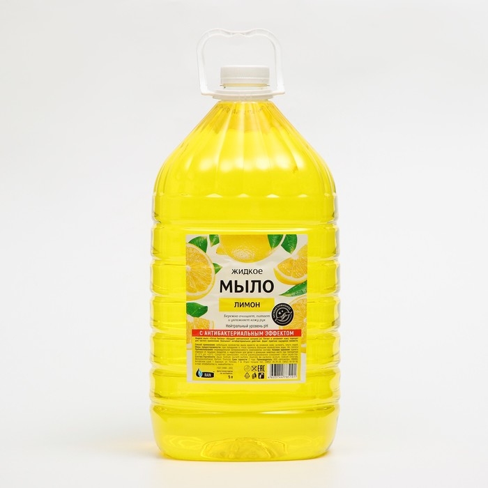 Мыло жидкое Rain Standart, антибактериальное, лимон, ПЭТ, 5 л Мыло жидкое Rain Standart, антибактериальное, лимон, ПЭТ, 5 л