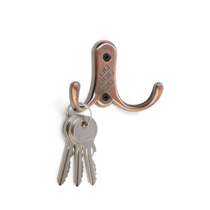 Крючок мебельный ТУНДРА TKD024 LIGHT, двухрожковый, медь Крючок мебельный ТУНДРА TKD024 LIGHT, двухрожковый, медь