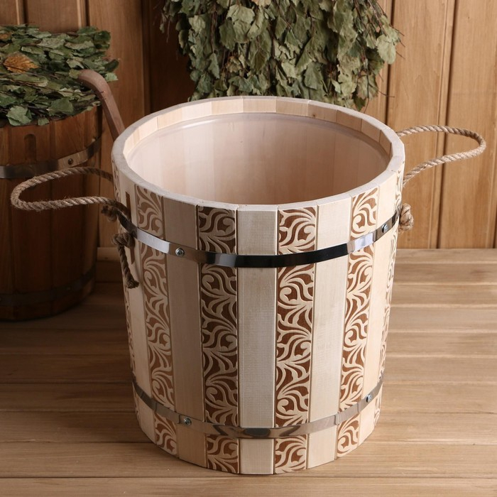 Запарник из липы, 18 л,  пластиковая вставка, ручка-веревка (Рисунок  1) Запарник из липы, 18 л,  пластиковая вставка, ручка-веревка (Рисунок  1)